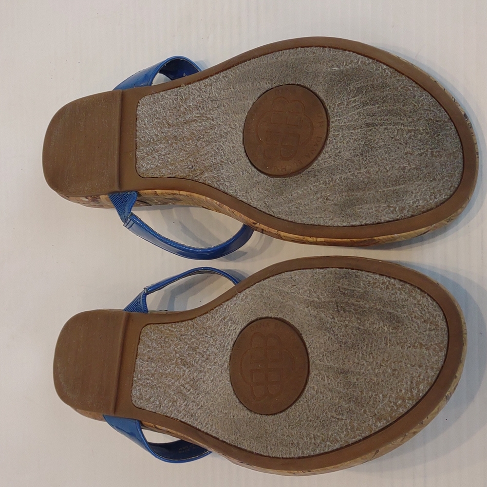 Dana Buchman Blue/Teal Straps Silver Medallion Thong Flat Sandals - Picture 12 of 13